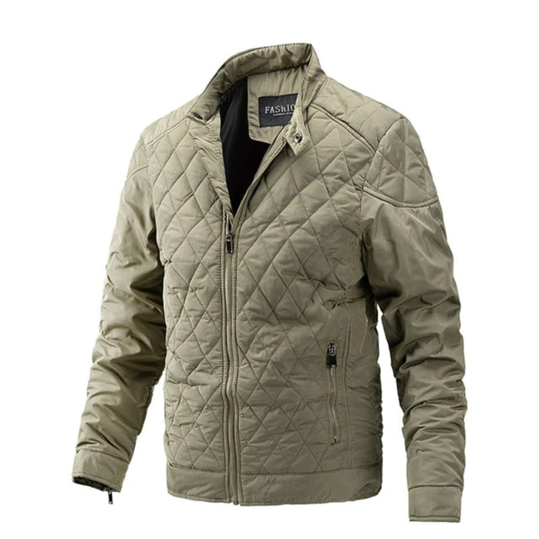 Men's Quilted Jacket - Zip Front & Stand-Up Collar