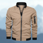 Men's Bomber Jacket - Zip Sleeve Pocket with Ribbed Trim