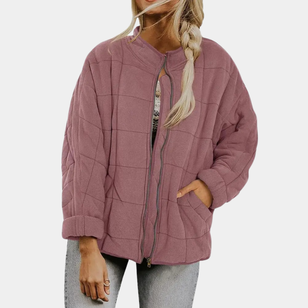 Women's Quilted Jacket - Stand-Up Collar & Zip Front
