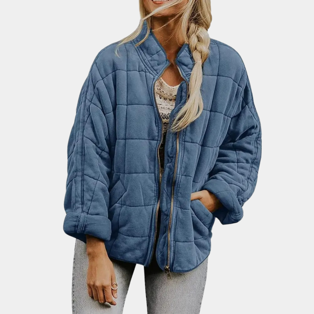 Women's Quilted Jacket - Stand-Up Collar & Zip Front