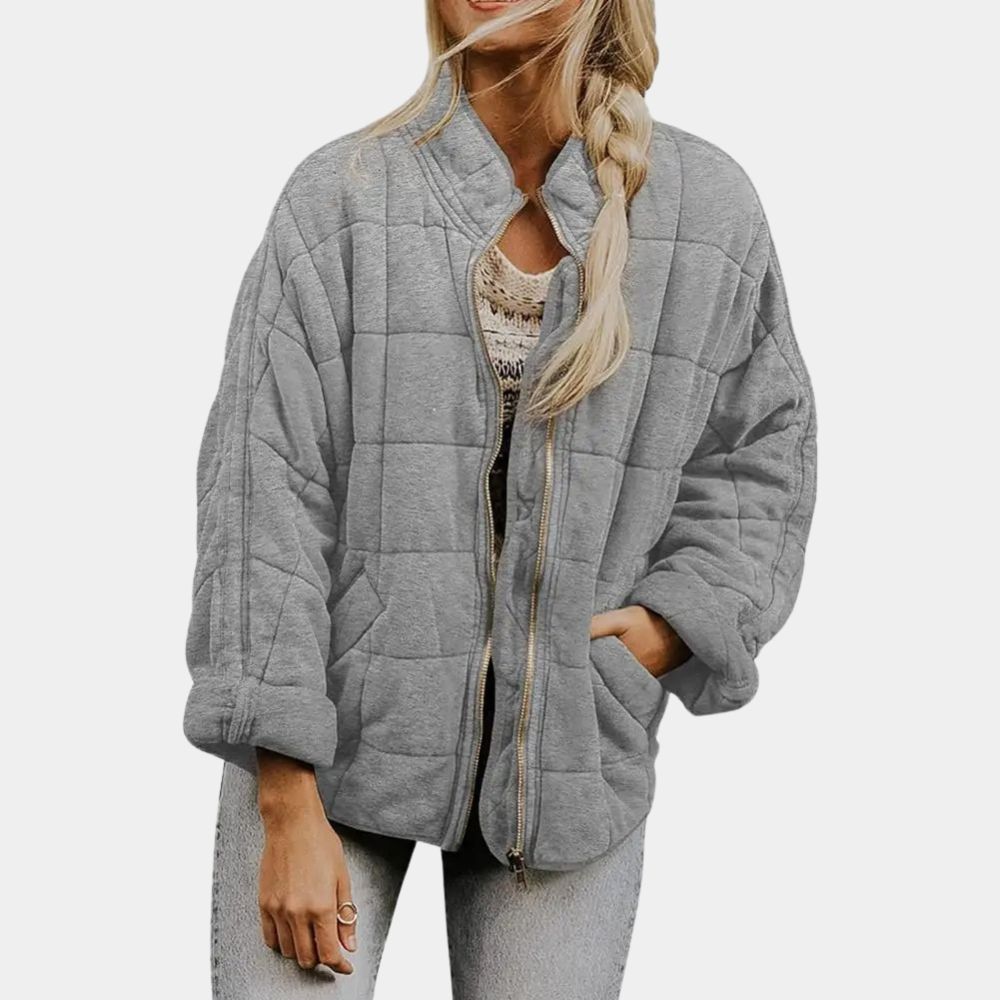 Women's Quilted Jacket - Stand-Up Collar & Zip Front