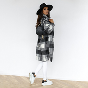 Women’s Coat – Checked Plaid with Button Front