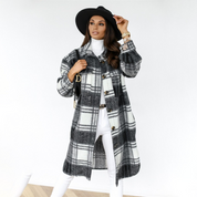 Women’s Coat – Checked Plaid with Button Front
