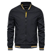 Men's Bomber Jacket - Full Zip with Striped Ribbed Trim