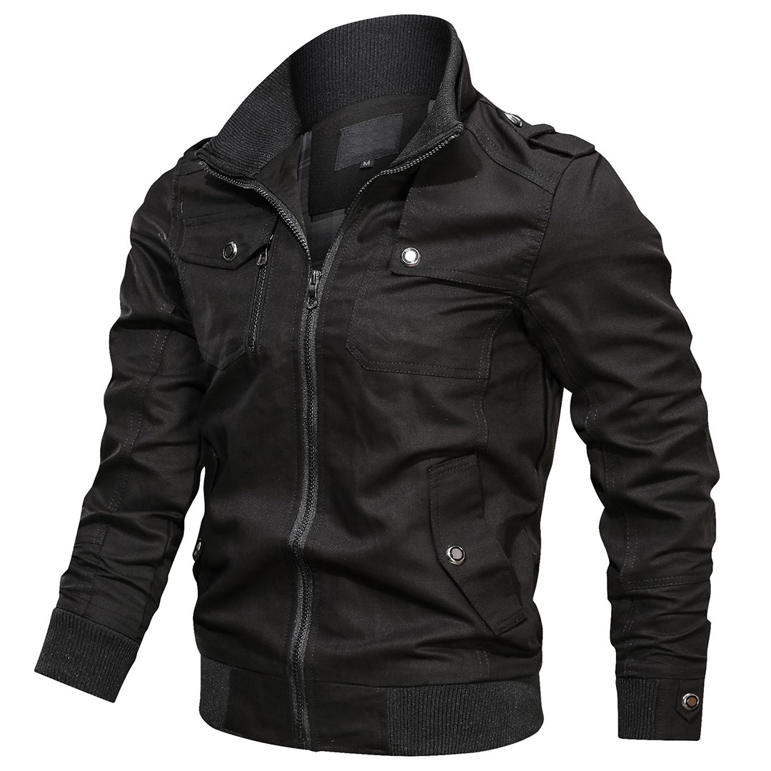 Men's Bomber Jacket - Stand-Up Collar with Zip Chest Pocket