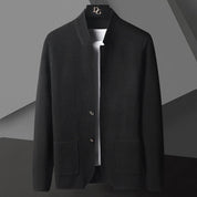 Men's Stand-Up Collar Knit Cardigan - Versatile Transition Sweater
