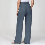 Women's Wide Leg Work Trousers - High-Waisted & Pleated