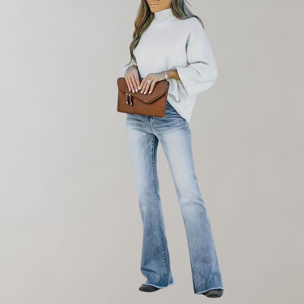 Women's Sky Blue High-Rise Flared Jeans - Bootcut Fit
