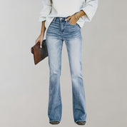 Women's Sky Blue High-Rise Flared Jeans - Bootcut Fit