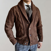 Men's Lapel Cable Knit Cardigan - Versatile Casual Formal Vest