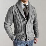 Men's Lapel Cable Knit Cardigan - Versatile Casual Formal Vest