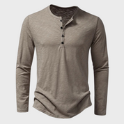 Men's Long Sleeve Top - Henley with Button Placket & Casual Fit