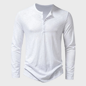 Men's Long Sleeve Top - Henley with Button Placket & Casual Fit