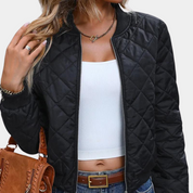 Women's Black Quilted Jacket - Bomber Style