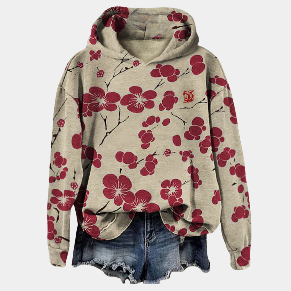 Women's Hoodie – Floral Print with Drop Shoulders