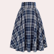 Women's Plaid Midi Skirt - A-Line Style