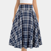 Women's Plaid Midi Skirt - A-Line Style