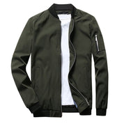 Men's Full-Zip Bomber Jacket - Ribbed Trim & Sleeve Pocket