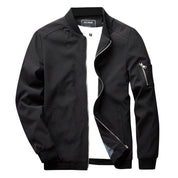 Men's Full-Zip Bomber Jacket - Ribbed Trim & Sleeve Pocket