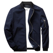 Men's Full-Zip Bomber Jacket - Ribbed Trim & Sleeve Pocket