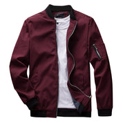 Men's Full-Zip Bomber Jacket - Ribbed Trim & Sleeve Pocket