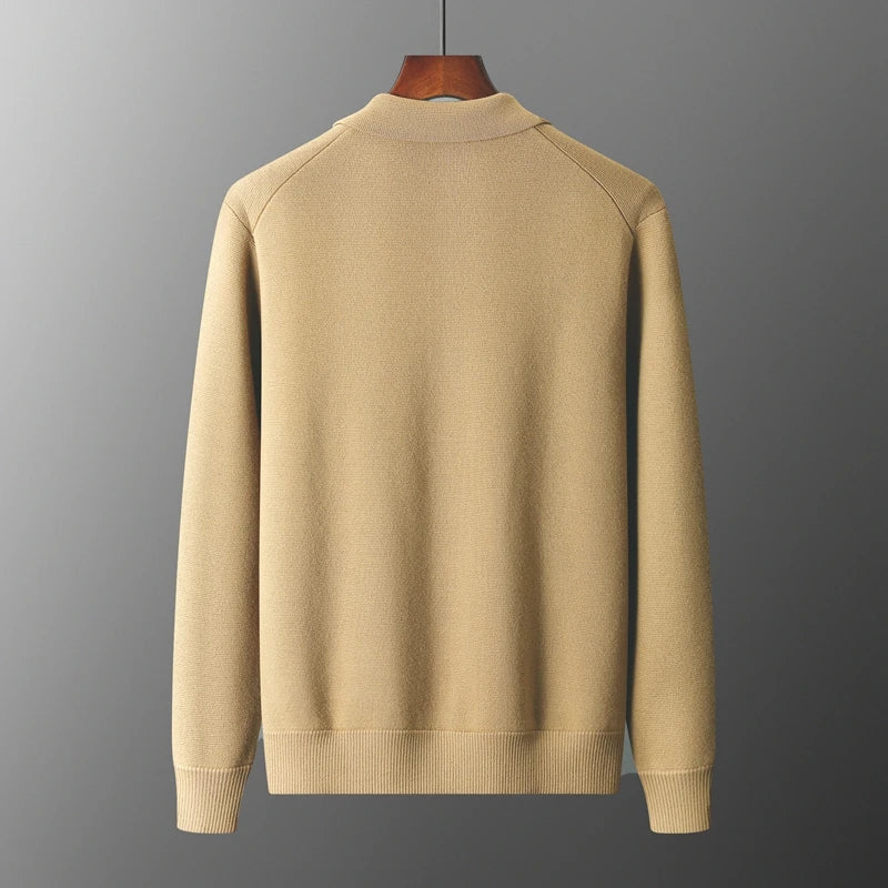 Men's Collared Cardigan - Button Fastening and Patch Pockets