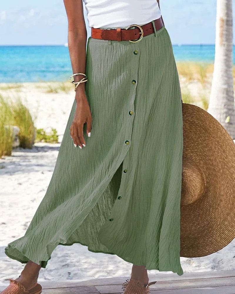 Lightweight Button-Front Maxi Skirt for Women