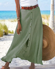Lightweight Button-Front Maxi Skirt for Women