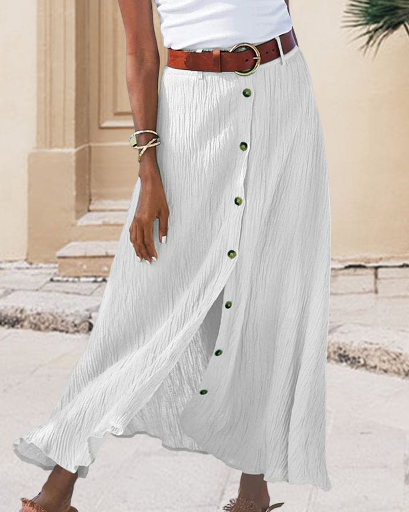 Lightweight Button-Front Maxi Skirt for Women