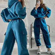 Women's Hooded Tracksuit - Casual Two-Piece Jogger