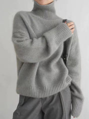 Women's Roll Neck Jumper - Oversized and Knitted