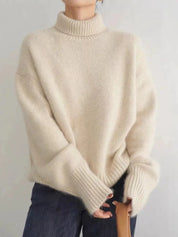 Women's Roll Neck Jumper - Oversized and Knitted