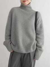 Women's Roll Neck Jumper - Oversized and Knitted