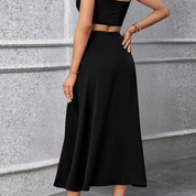 Women's Black Midi Skirt - Elegant and Flowy