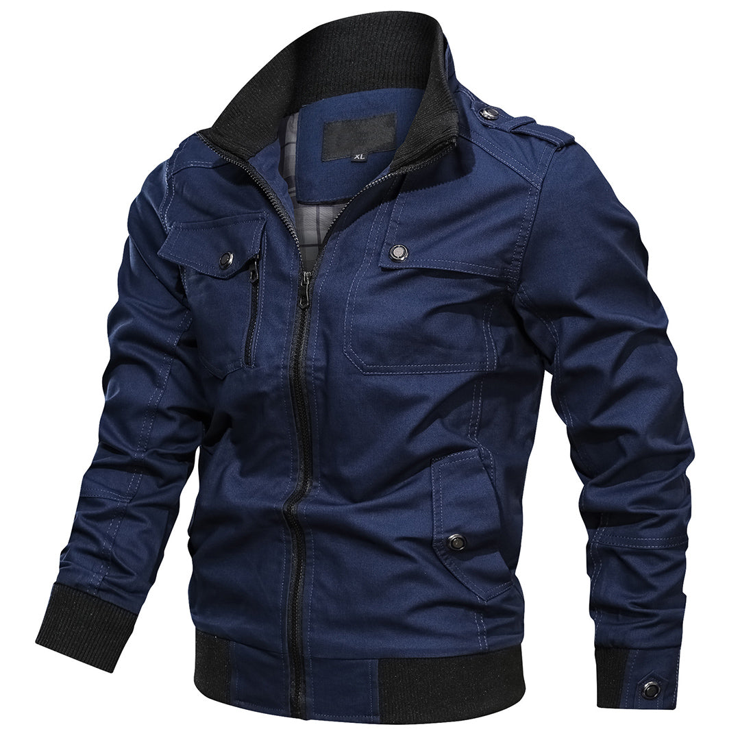 Men's Bomber Jacket - Stand-Up Collar with Zip Chest Pocket