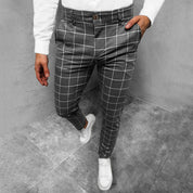 Men's Checkered Work Trousers - Slim Fit & Patterned