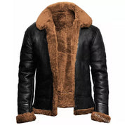 Men's Leather Jacket - Aviator Style with Insulated Lining