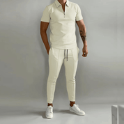 Elegant and Casual Polo Shirt and Trousers Set for Men