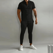 Elegant and Casual Polo Shirt and Trousers Set for Men