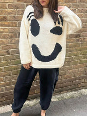 Women's Jumper - Smiley Print with Oversized Fit