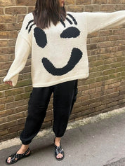 Women's Jumper - Smiley Print with Oversized Fit