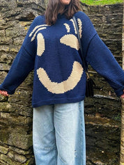 Women's Jumper - Smiley Print with Oversized Fit