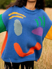 Women's Jumper - Smiley Print with Oversized Fit