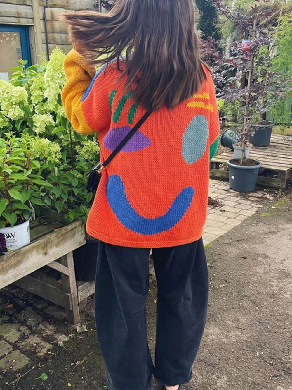 Women's Jumper - Smiley Print with Oversized Fit