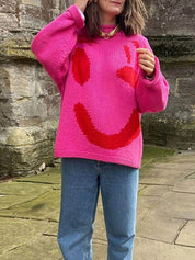 Women's Jumper - Smiley Print with Oversized Fit