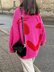 Women's Jumper - Smiley Print with Oversized Fit
