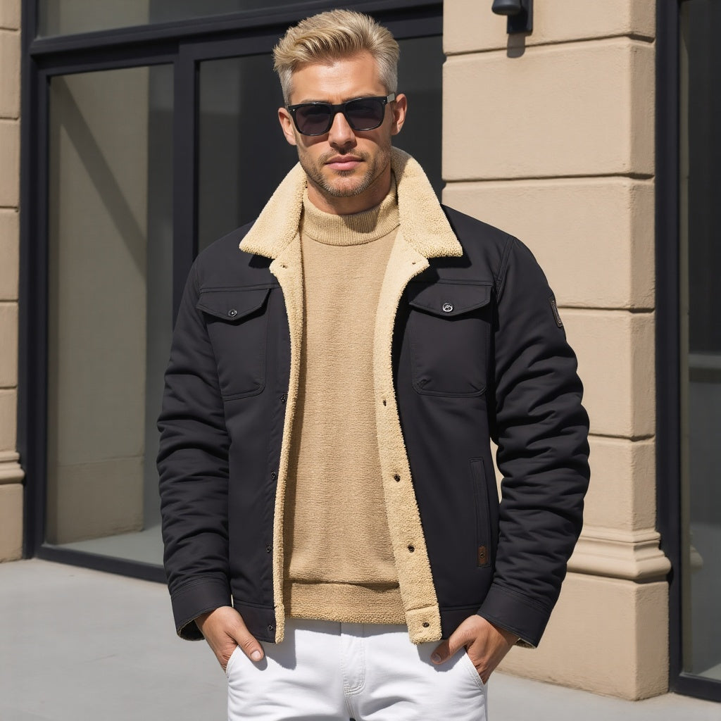 Men's Bomber Jacket - Lined Interior & Chest Pockets