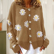 Women's Floral Knit Button Cardigan - Versatile All-Season Sweater Vest