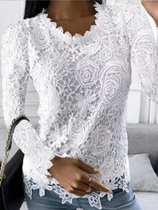 Elegant Long Sleeve Floral Lace Blouse for Women