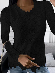 Elegant Long Sleeve Floral Lace Blouse for Women